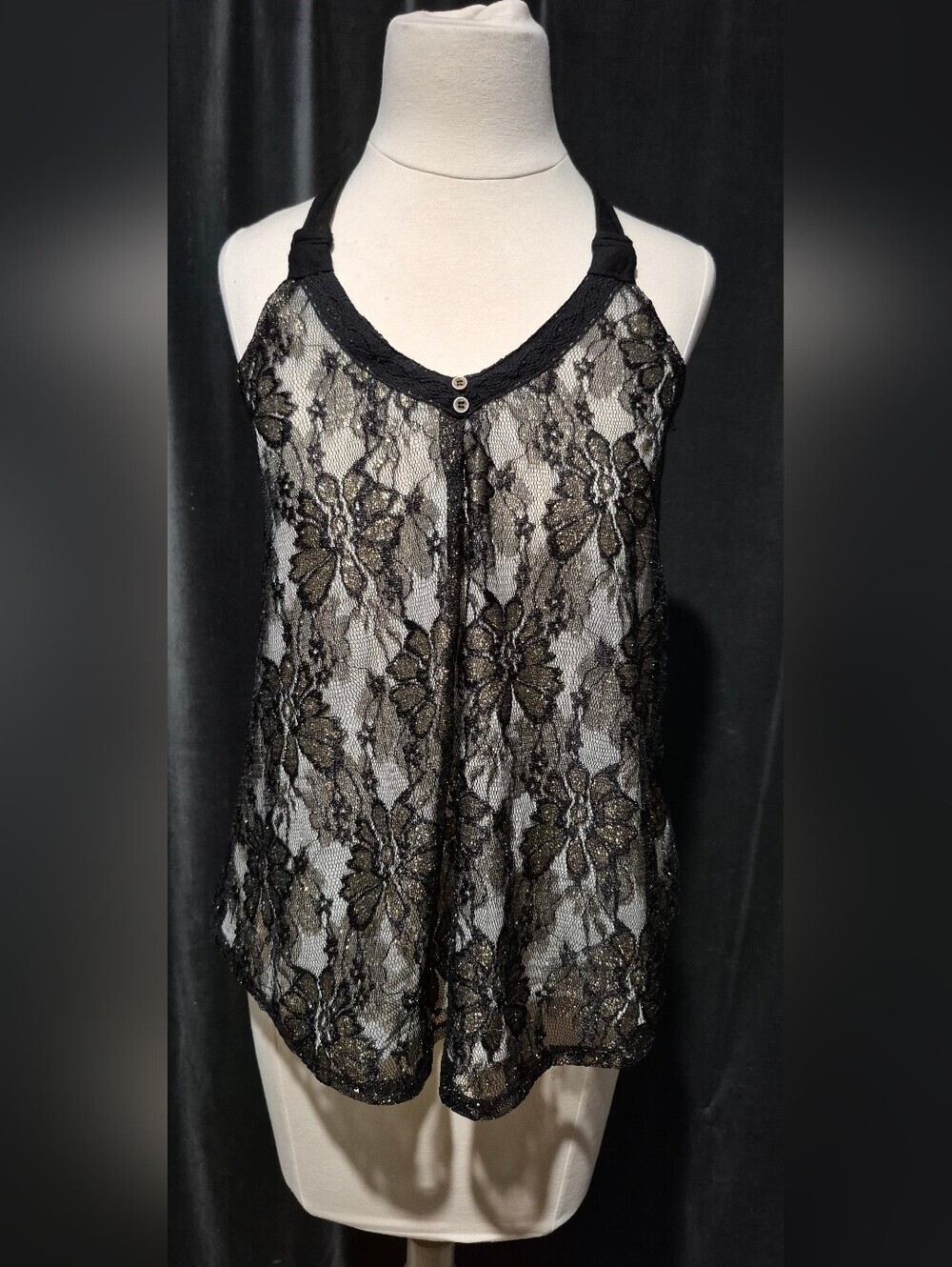 Rewind Black and Gold Lace Camisole